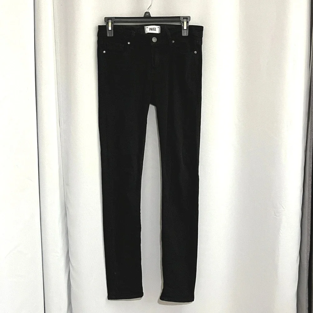 Paige Skyline Verdugo Ultra Skinny Jeans Size 26 Mid-Rise Black Stretch Denim